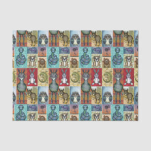 Papier Mousseline Cute Animal Collage Folk Art Design