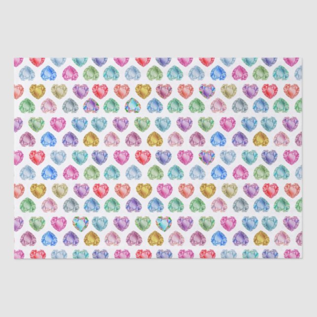 Papier Mousseline Cute Aquarelle Coeur Gemstone Colorful Fun Girl (Recto)