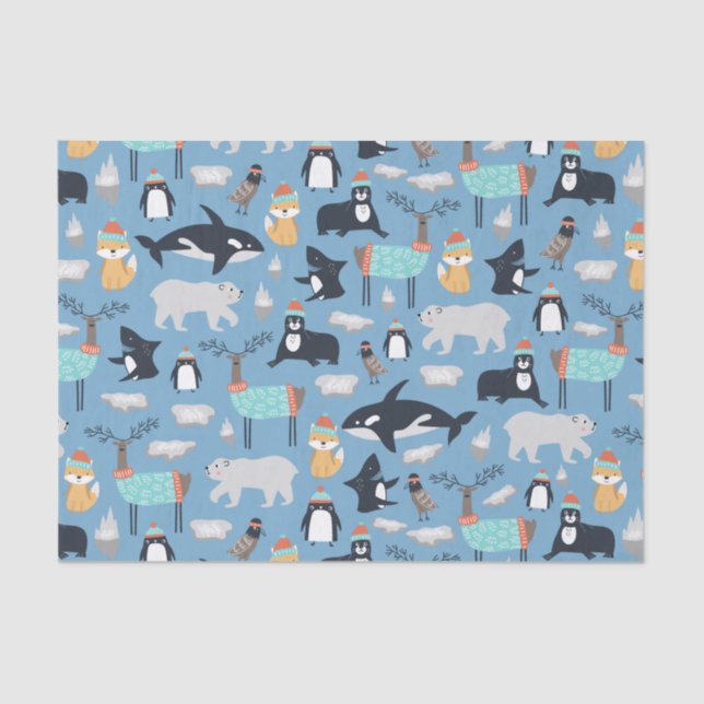 Papier Mousseline Cute Arctic Animaux Motif sans couture (Recto)