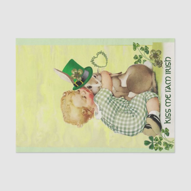 Papier Mousseline CUTE BABY HUGGING RABBIT Irish St. Patrick's Day (Recto)