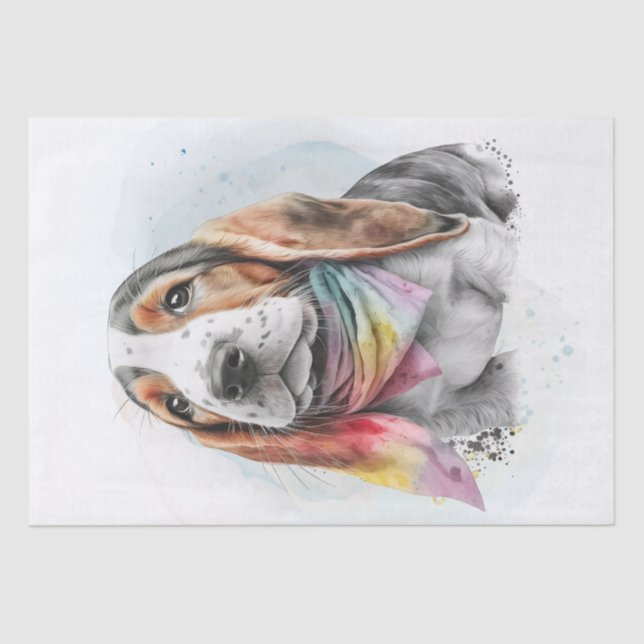 Papier Mousseline Cute Basset Hound Chien chiot (Recto)