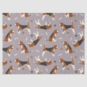 Papier Mousseline Cute Beagles Paws and Bones Gray