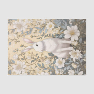 Papier Mousseline Cute Blanc Bunny Pastel Jaune Floral