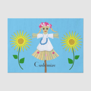 Papier Mousseline Cute Blonde Pigtails Scarecrow