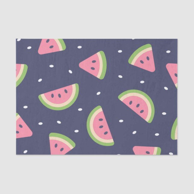 Papier Mousseline Cute Blue Green Boy's Birthday Watermelon Fruit (Recto)
