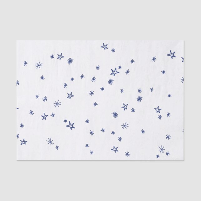 Papier Mousseline Cute Blue Twinkle Little Star Tissue Paper (Recto)