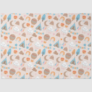 Papier Mousseline Cute Boho Motif sur Brown