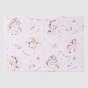 Papier Mousseline Cute Boho Unicorns Floral Baby shower rose