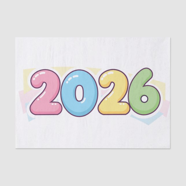 Papier Mousseline Cute Bubble 2026 Typographie – Pastel Gloss Candy  (Recto)