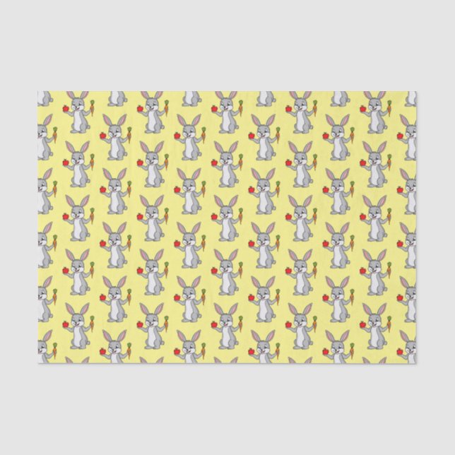 Papier Mousseline Cute bunny rabbit with vegetables (Recto)