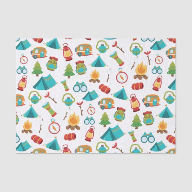 Papier Mousseline Cute Camping motif tissu (Recto)