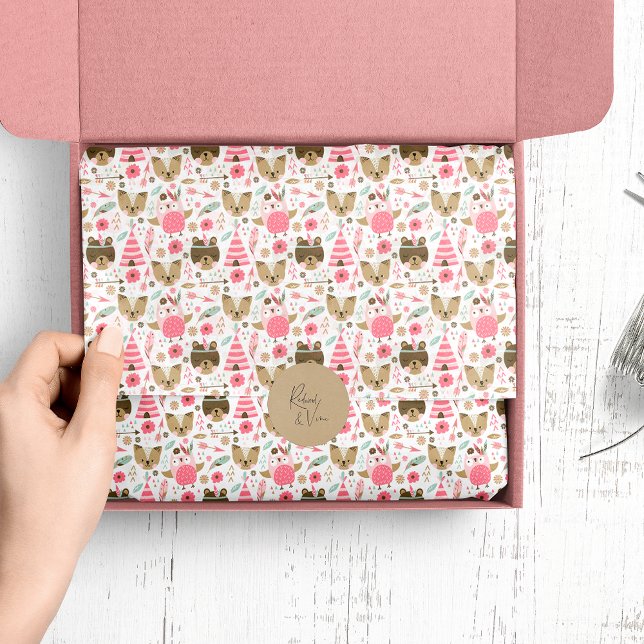 Papier Mousseline Cute Camping Woodland Animaux Motif (Créateur téléchargé)