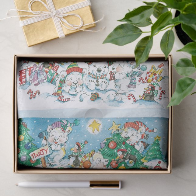 Papier Mousseline Cute Cartoon Christmas Polar Bear Penguin Party (Cadeau)