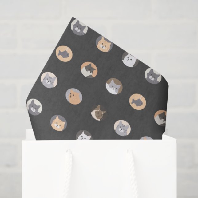 Papier Mousseline Cute Cat Face Tissue Paper with Cat Pattern (Sac cadeau)