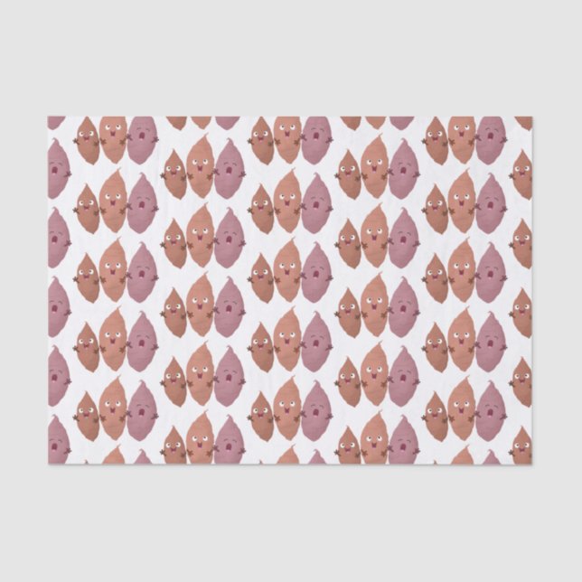 Papier Mousseline Cute chantant des patates douces caricaturales lég (Recto)