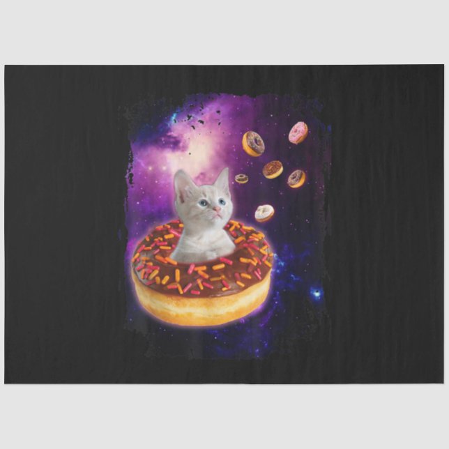 Papier Mousseline Cute Chat À L'Intérieur De Donut Dans L'Espace Ama (Recto)
