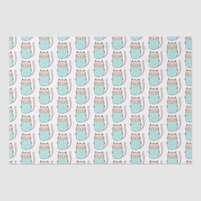 Papier Mousseline Cute Chat Filles Motifs Anniversaire (Recto)