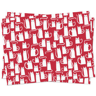 Papier Mousseline Cute chat rouge et blanc