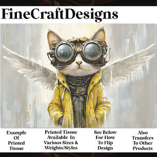 Papier Mousseline Cute Chat Steampunk Avec Ailes, Pluie AX8 Découpag