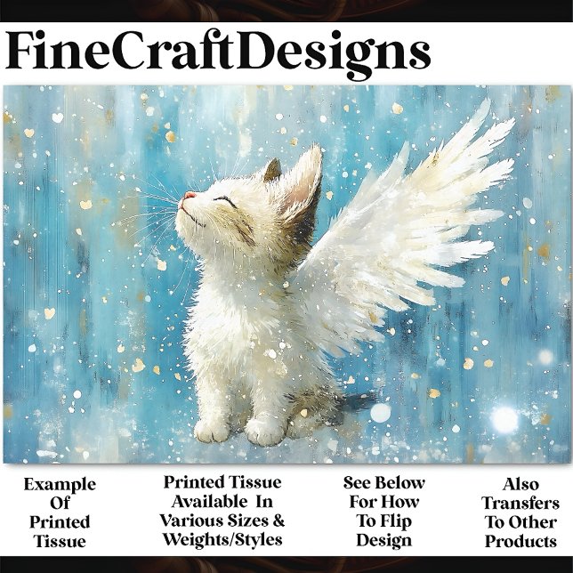 Papier Mousseline Cute chaton blanc avec ailes AV3 Découpage (Créateur téléchargé)