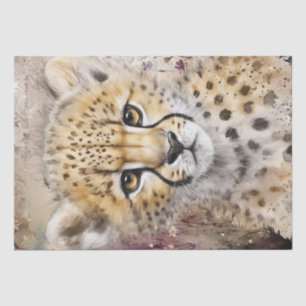 Papier Mousseline Cute Cheetah Cub Chat sauvage Aquarelle