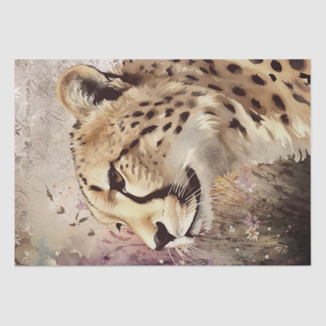 Papier Mousseline Cute Cheetah Wild Chat Aquarelle (Recto)