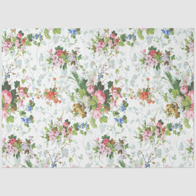 Papier Mousseline Cute Chic Girly Floral-White Arrière - plan (Recto)