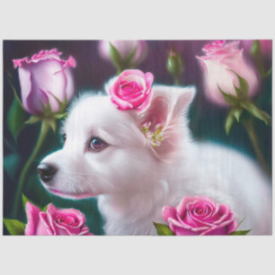 Papier Mousseline Cute Chien Et Collection Rose