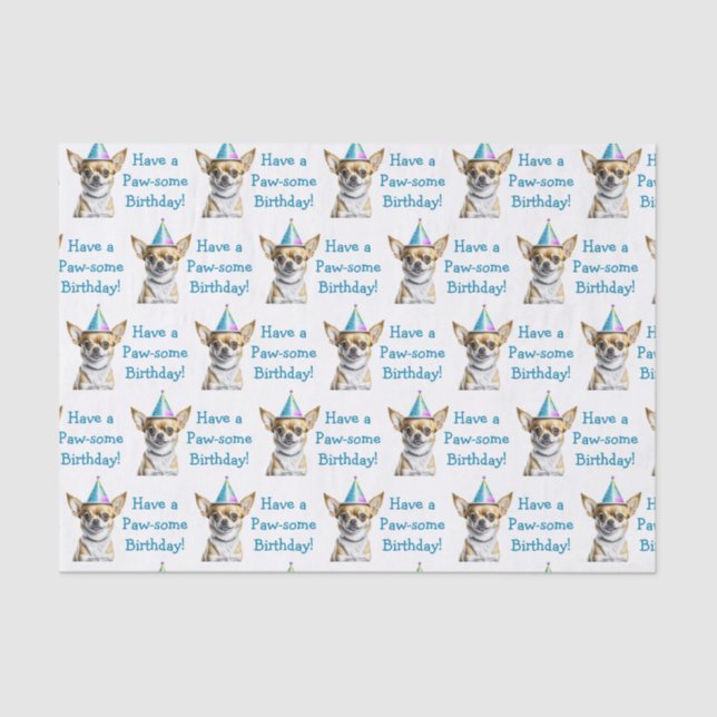 Papier Mousseline Cute Chihuahua en Casquette d'anniversaire (Recto)