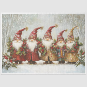 Papier Mousseline Cute Christmas Gnomes