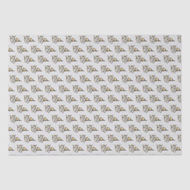 Papier Mousseline Cute Corgi Motif chien sur Grey Arrière - plan (Recto)
