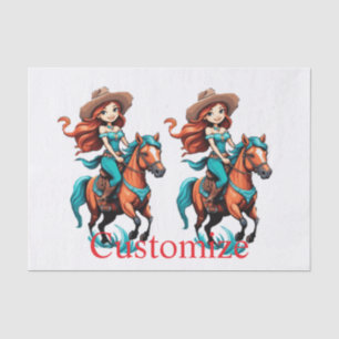 Papier Mousseline Cute Cowgirl équitation Pony Thunder_Cove
