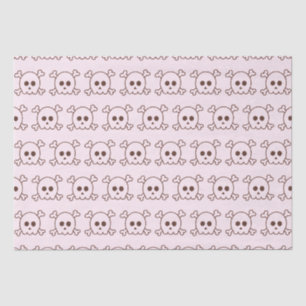 Papier Mousseline Cute Crâne noir et rose Halloween rose