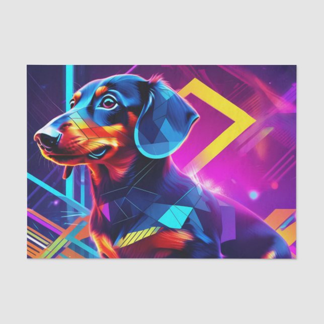 Papier Mousseline Cute dachshund géométrique (Recto)