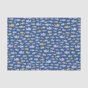 Papier Mousseline Cute de baignade de poisson Motif nautique bleu ma
