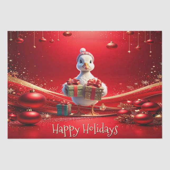 Papier Mousseline Cute Duck Christmas Holiday Tissue Paper (Recto)