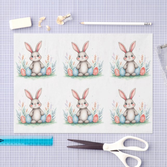 Papier Mousseline Cute Easter Bunny And Eggs Popular Collection (Artisanat)