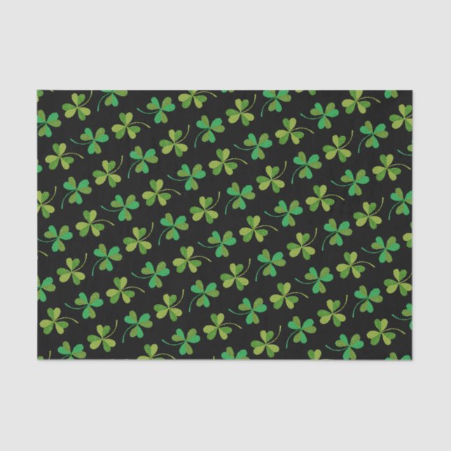 Papier Mousseline Cute & Elegant Shamrock foncé Motif vert & noir (Recto)