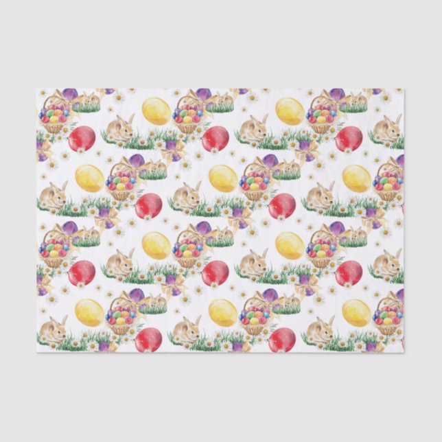 Papier Mousseline Cute Esater panier de lapin tissu motif (Recto)
