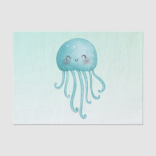 Papier Mousseline Cute et amusante méduse bleu-vert