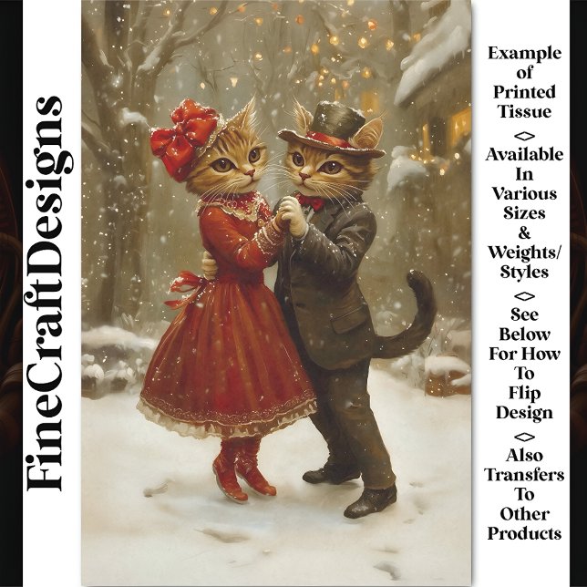 Papier Mousseline Cute Festive Chats Dansants En BX4 De Neige Découp (Créateur téléchargé)