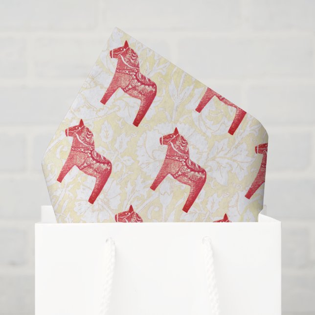 Papier Mousseline Cute Festive Scandi Red Dala Horse (Sac cadeau)