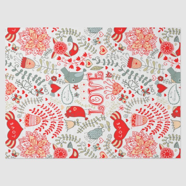 Papier Mousseline Cute Floral Valentines Design (Recto)