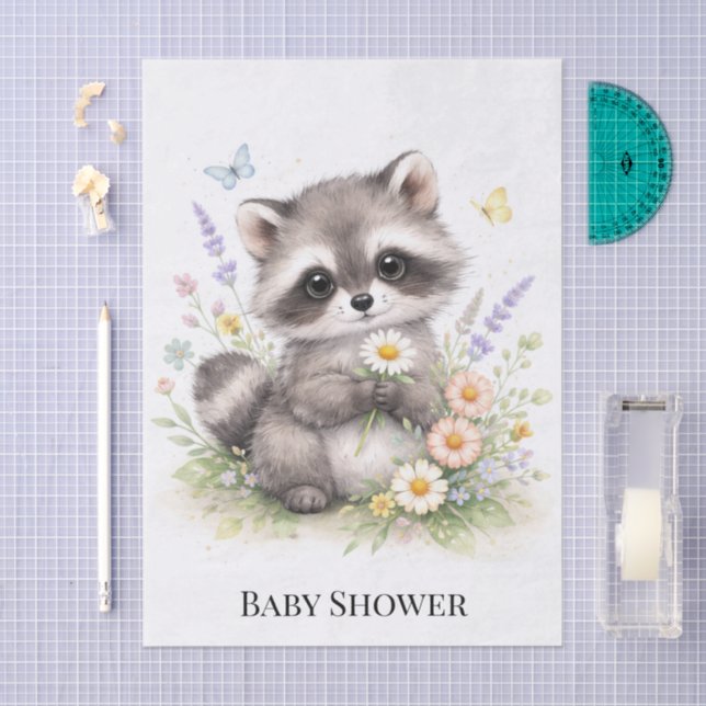 Papier Mousseline Cute Forest Baby Raccoon Baby Shower (Artisanat)