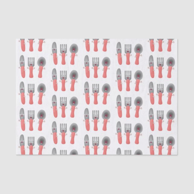 Papier Mousseline Cute fourche couteau et cuillère dessin de couvert (Recto)