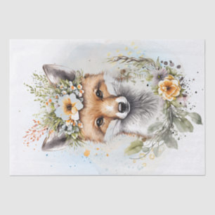 Papier Mousseline Cute Fox Floral