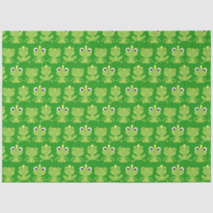 Papier Mousseline Cute Frogs Motif sur Dark Green