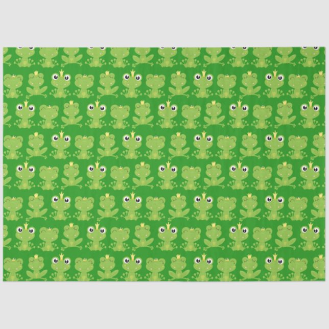 Papier Mousseline Cute Frogs Motif sur Dark Green (Recto)