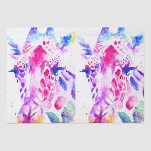 Papier Mousseline Cute Giraffe Zoo Animal Motif Aquarelle (Recto)