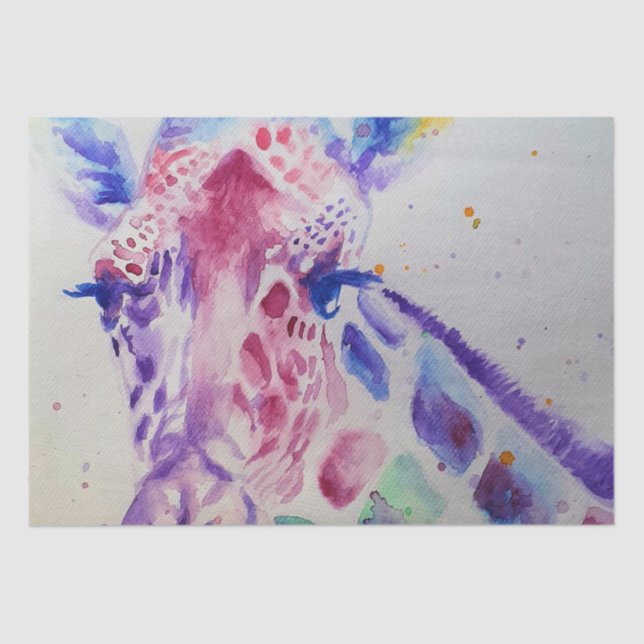 Papier Mousseline Cute Giraffe Zoo Animal Motif Aquarelle (Recto)